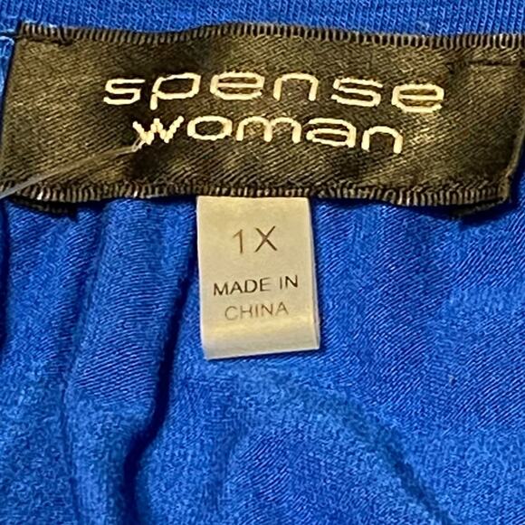 Royal Blue Spense Woman Top w/ Decorative Neckline in Viscose & Spandex Size 1X - Picture 5 of 6